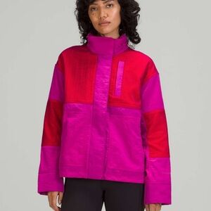 Lululemon Athletica Women's Pink Red Glyde fabric Jacket hidden hood size10 EUC!